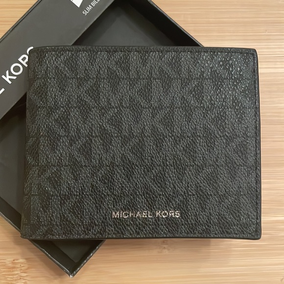 Brand New Michael Kors Black Jet Set Slim Billfold Men’s Wallet - Picture 5 of 13